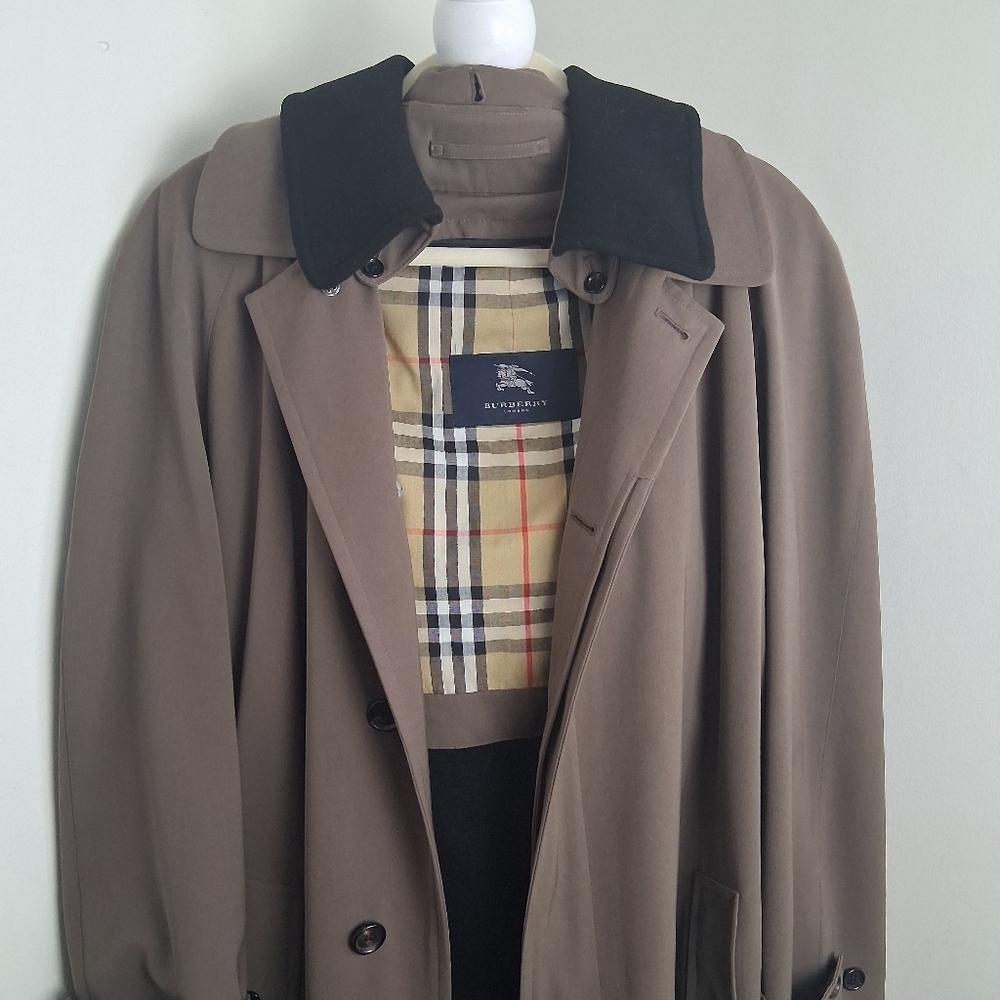 Burberry London Lawrence Trench Coat in Olive with Liner Nova Check Size 42L